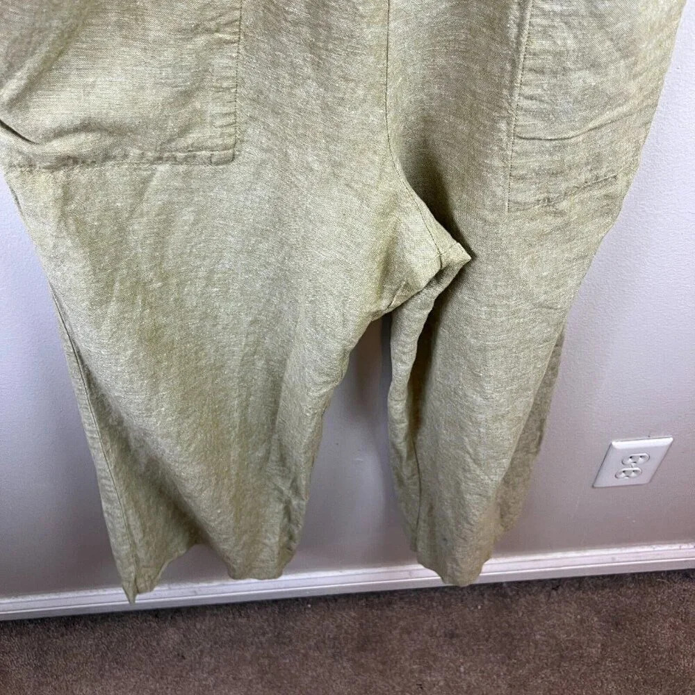 Madewell Cap Sleeve Tie Jumpsuit Size 00 Green Linen Blend Minimal Preppy Casual - Picture 7 of 12